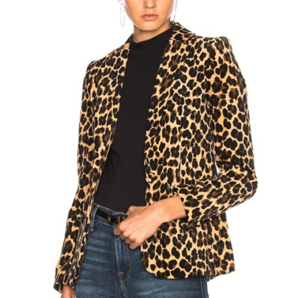 Frame Denim Velvet Leopard Print Blazer